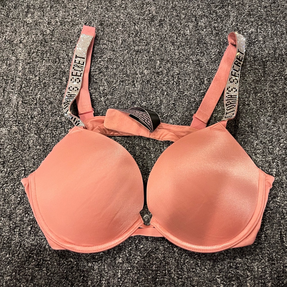 Victoria's Secret rhinestone strap Bra Mauve Pink 34B